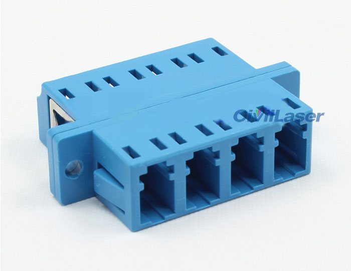 LC Plastic Fiber Optic Adapter Singal Mode Four Core Azul Flange